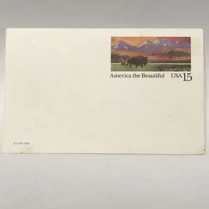 Tarjeta postal vintage 1988 'America The Beautiful' 15c grado | Buffalo on Prairie - Imagen 1 de 2