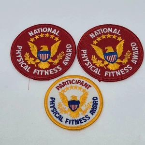 LOT OF 3 PHYSICAL FITNESS AWARD PATCHES 2 RED NATIONAL & PARTICIPANT - Picture 1 of 4