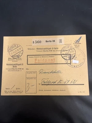 DR Feldpost Paketkarte Wehrkreissanitätspark III - Berlin 25.06.1942 Selten! A17 - Bild 1 von 4
