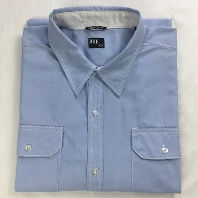 Camisa BKE Para Hombres 2XL Manga Larga Con Botones Calce Atlético Azul Algodón Vestido Informal Foto 1 de 4