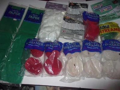 Crepe Paper Streamers ,Leaf Garland , Rose Pedals Lot - Image 1 of 4