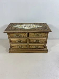 Wood Florentine Jewelry Music Box ~ Plays Somewhere my Love - Picture 1 of 9