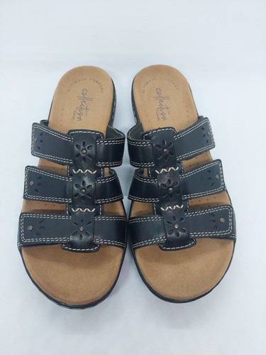 Sandali Clarks Leisa primavera nero pelle slides slip on donna taglia 5M