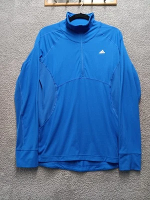 Adidas Climalite Mujer Azul 1/4 Cremallera Pullover Manga Larga Top Talla L Foto 1 de 4