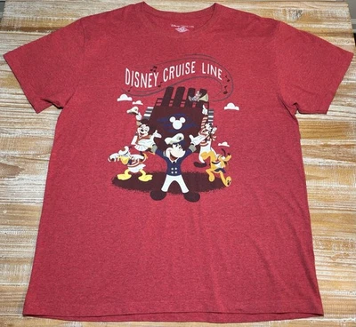 Camiseta Disney Cruise Line Captain Minnie & Mickey Adultos GG Vermelha - Imagem 1 de 4