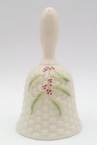 Vintage 1980 - 1993 Belleek 7th Mark Enchanted Holly Christmas Dinner Bell - Picture 1 of 6