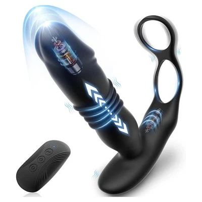 Telescopic Anal Butt Plug Thrusting Vibrator Men Prostate Massager Dildo Sex Toy - Image 1 of 4