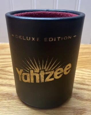 Yahtzee Deluxe Edition Dice Cup Replacement Part 1997 Cup Black Red Felt - Image 1 of 4