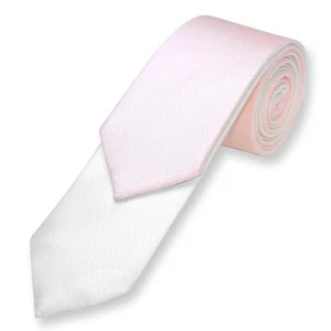 Biagio TWO-SIDED NeckTie Solid LIGHT PINK and WHITE Mens Neck Tie - Picture 1 of 4