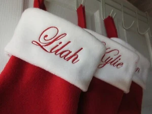 Personalized Christmas Stocking, Monogrammed Red Stocking, Custom Made Stocking - Imagen 1 de 12
