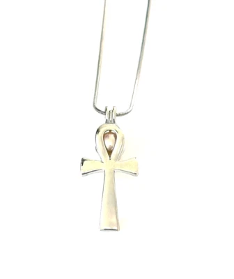 Ручной работы Серебряный анх подвеска жемчужная клетка - крест подвеска ожерелье по дизайну AOS - Изображение 1 из 4