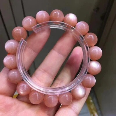 Pulsera de cuentas de cristal de piedra solar natural genuina AAAA11 mm Foto 1 de 4