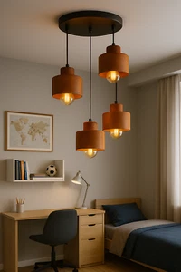 Industrielle Deckenlampe Rostoptik – 4-flammige Pendelleuchte aus Metall, E27 - Bild 1 von 2