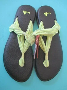 NEW sanuk 7.5 8 SANDAL FLIP FLOP SHOE YOGA SLING YOGA MAT SOLE Grey Stripe - Picture 1 of 2