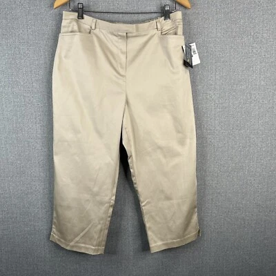 Pantalones recortados Sag Harbor para mujer 14P 14 Petite de satén liso en avena nuevos Foto 1 de 4