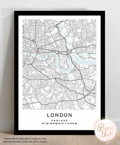 Personalised City Country Map Word Art Print First Met Anniversary Valentines - Picture 1 of 16