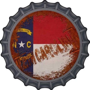 Cartel de placa circular de aluminio con tapa de botella estampada oxidada de Carolina del Norte decoración de pared - Imagen 1 de 1