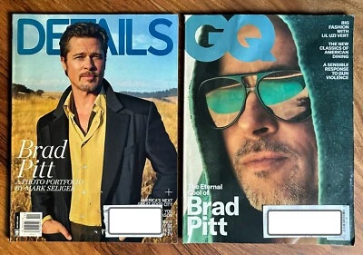 *LOT of 2* BRAD PITT Magazine Covers ~ Details, GQ - Image 1 of 4