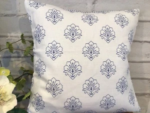 SALE Meg Morton Jhansi blue with stripe reverse 32 x 32cm WAs £22.50 - Picture 1 of 2