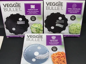 Veggie Bullet Steel Blades Set of 3 Shoestring Fry, Ribbon, Spiral Angel Hair - Picture 1 of 6