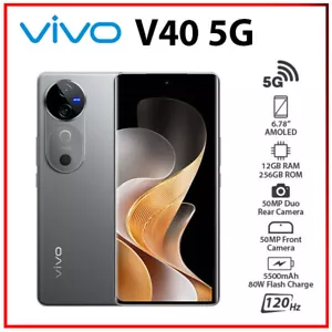VIVO V40 5G 12GB+256GB SILVER Dual SIM Octa Core Unlocked Android Cell Phone - Picture 1 of 5