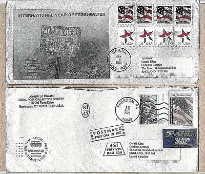 USA 2 HAWAII LOCAL POST COVERS - WAILUA 25c ILLUST ENV & ENOTRIA  STAMPED ENV - Image 1 of 2