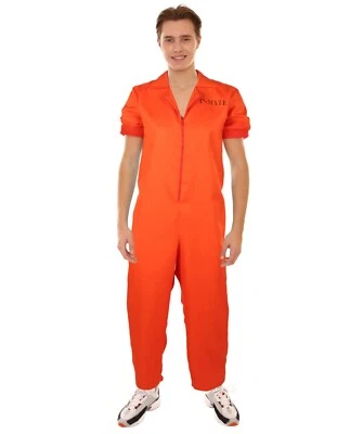 Disfraz de uniforme de prisionero criminal condenado naranja naranja para hombre adulto, HC-1902 Foto 1 de 4