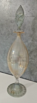 Elegante Bottiglia Ovale in Vetro Soffiato 40 cm Vintage - Immagine 1 di 2