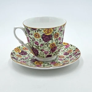 Vintage Mayfair Chintz Teacup with Saucer Staffordshire England - Picture 1 of 7