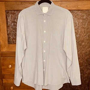 Camisa Billy Reid Manga Larga Con Botones Talla L Ajuste Estándar Azul Blanco Tostado Cuadros - Imagen 1 de 5