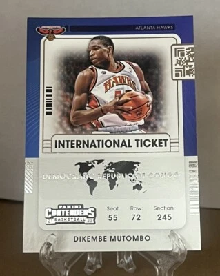 Dikembe Mutombo 2021-22 Panini Contenders International Ticket Atlanta Hawks #28 - Image 1 of 2