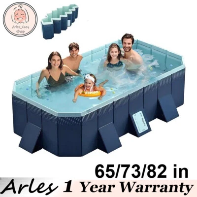 65/73/82 inch Foldable Family Swimming Pool PVC Bracket Solid Pool for Kid Adult - Image 1 of 4