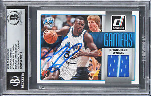 Shaquille O'Neal Signed 2014 Donruss Gamers Jerseys #7 Card Auto 10! BAS Slabbed