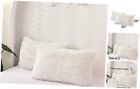  Decorative Pillows Covers, 2 Packs Faux Fur Pillow Cases Size, Standard White