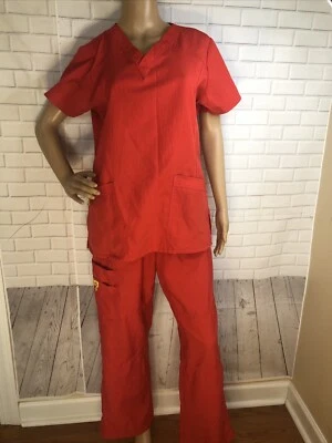 Conjunto Exfoliante Médico Enfermería UNIFORMES NATURALES Mujeres Unisex Top Pantalones Talla M Rojo Foto 1 de 4