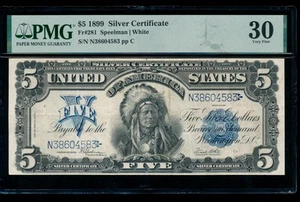 AC Fr 281 1899 $5 Silver Certificate PMG 30 CHIEF NOTE - Picture 1 of 2