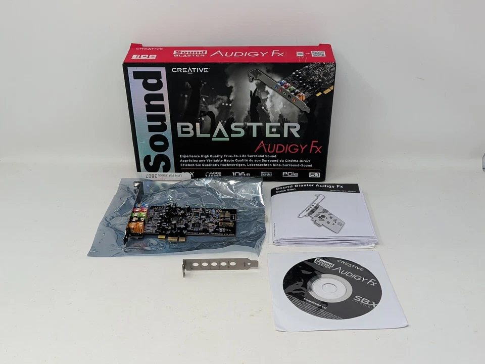 Tarjeta de sonido Creative Sound Blaster Audigy FX 5.1 PCIe SB1570 24 bits 106 dB SBX Pro Foto 1 de 4
