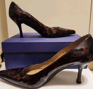 Stuart Weitzman Shiny Tortoise Shell Patent Leather Stiletto Pumps sz.9 Ret $445 - Picture 1 of 9