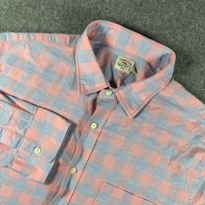 Faherty Mens XL Cotton Linen Spandex Pink Blue Plaid Button Down Shirt - Picture 1 of 7