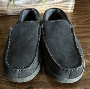 EDDIE BAUER Sherman Suede Memory Foam Slippers Size Men's SZ L Gray Slip On - Picture 1 of 7