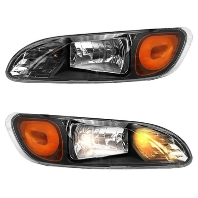 Headlights for 2000-2015 Peterbilt 386/387 Black Pair - Image 1 of 4