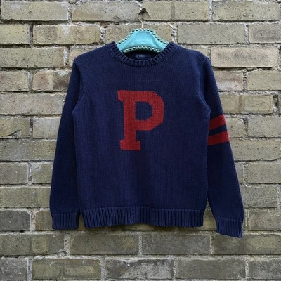 Vintage Polo Ralph Lauren 90s Jacquard Knit ‘P’ Sweater Women’s Size M  - Image 1 of 4