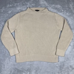 J Crew Sweater Women L Beige Pullover Ribbed Roll Neck Fisherman - Picture 1 of 19
