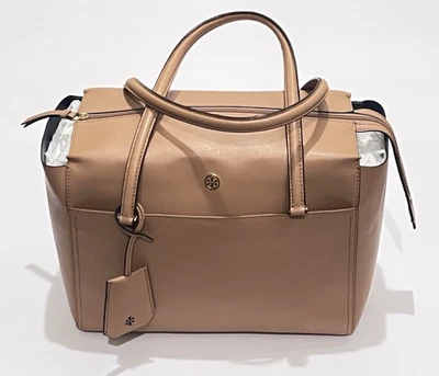 Bolso de Mano Parker Grande de Cuero Marrón Tory Burch Código de Color Cardamomo/Azul Marino Real Foto 1 de 4