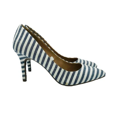 Zapato para mujer Merona talla 7 azul a rayas tacón de aguja punta puntiaguda sin cordones cómodo Foto 1 de 4