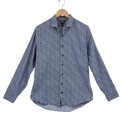 Express Dress Shirt Men Large Blue Floral Cotton Extra Slim Collared Button Down - Image 1 of 4