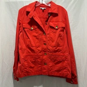Cabi Taylor Utility Ruffle Back Button Down Jacket SZ L - Picture 1 of 6