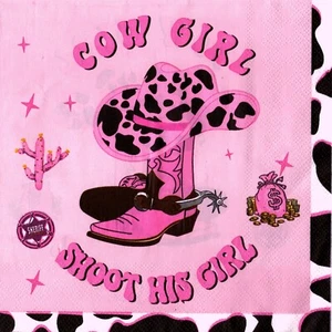 Papierservietten Cow Girl Santiag Humor USA. Pappservietten Cowgirl Humor - Bild 1 von 1