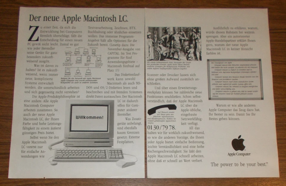 Seltene Werbung APPLE MACINTOSH LC Computer - Willkommen 1990 - Bild 1 von 1