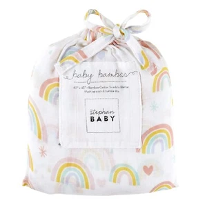 Stephan Baby Rainbow Collection Swaddle Blanket, Pastel Rainbow 45"x45" NEW - Picture 1 of 3